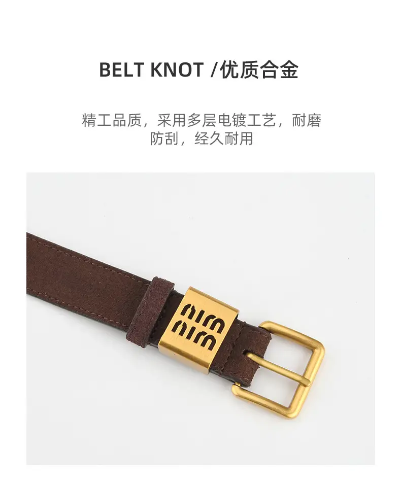 Women's Light Blue Frosted Leather Belt with Gold Buckle — feature 6
