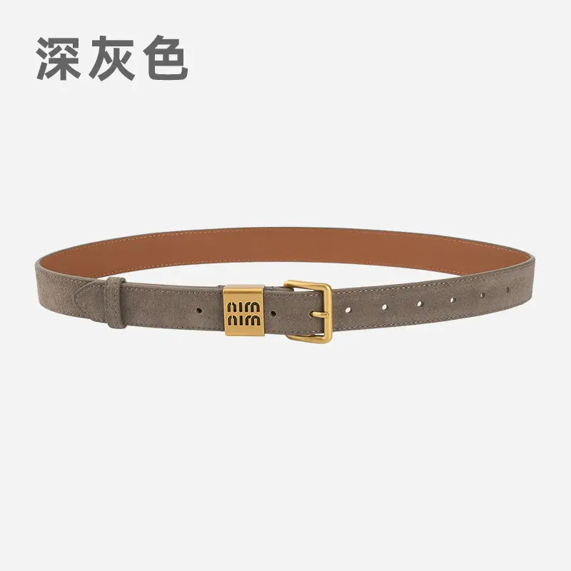Women's Light Blue Frosted Leather Belt with Gold Buckle - Image 11