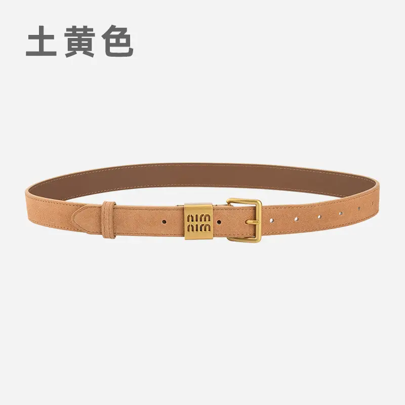 Women's Light Blue Frosted Leather Belt with Gold Buckle - Image 12