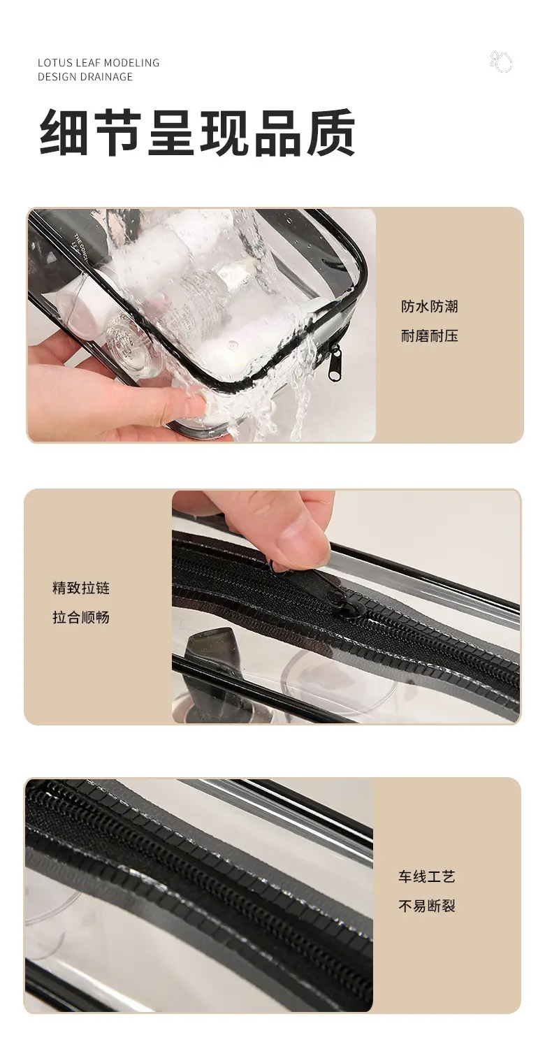 PVC Waterproof Wash Bag Large Capacity Travel Cosmetic Storage — feature 11