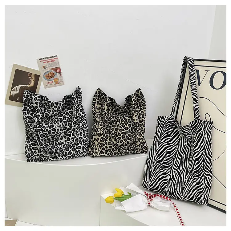 Leopard Print Canvas Shoulder Bag 2024 New Style - Image 4