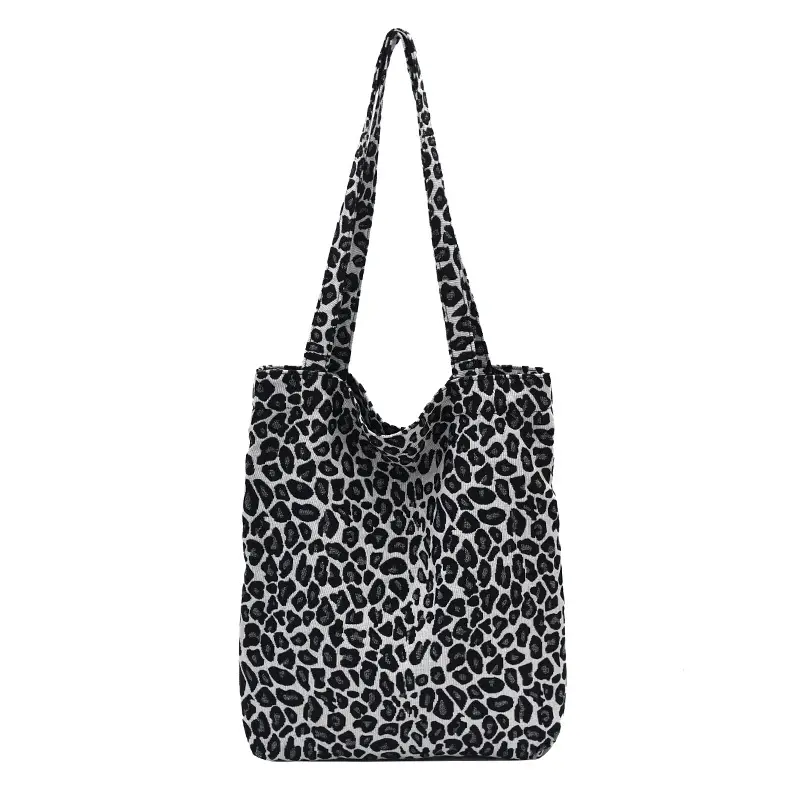 Leopard Print Canvas Shoulder Bag 2024 New Style - Image 7