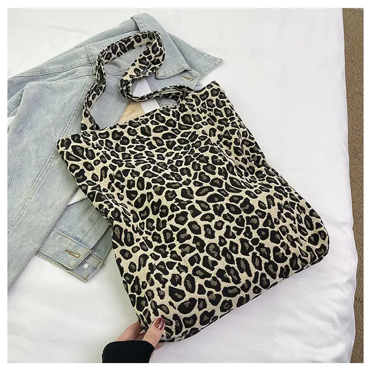 Leopard Print Canvas Shoulder Bag 2024 New Style - Image 2