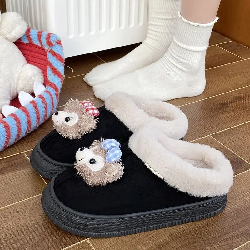 Women's Bear Fleece Slippers Winter Warm Cotton - Image 7
