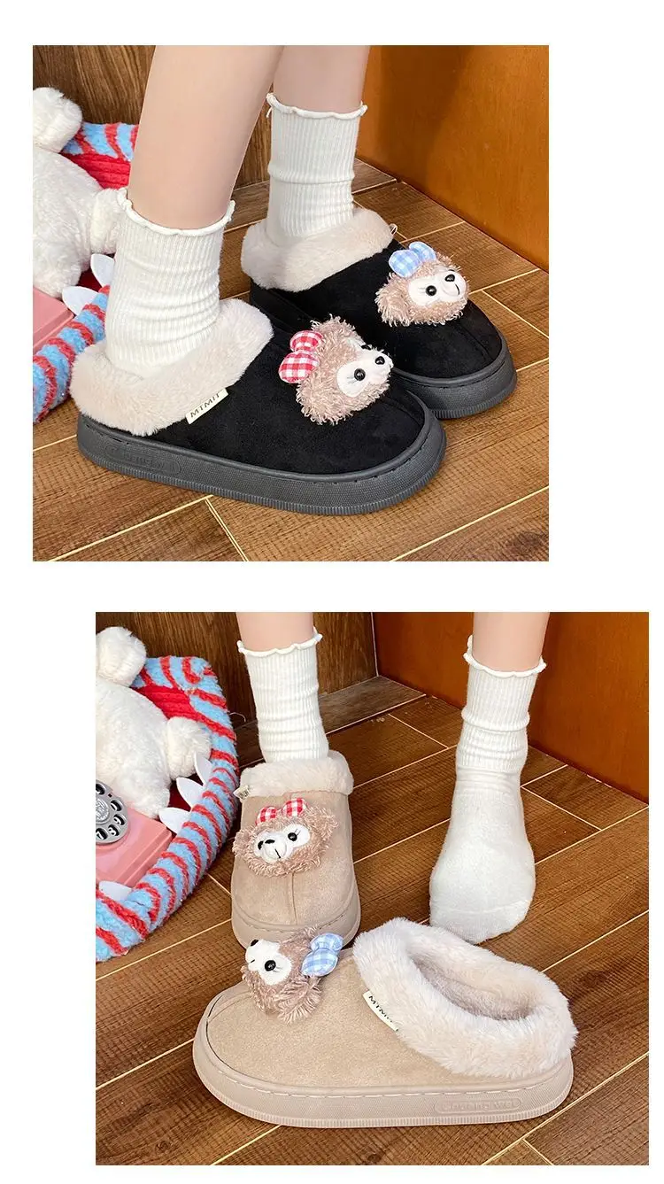 Women's Bear Fleece Slippers Winter Warm Cotton — feature 15