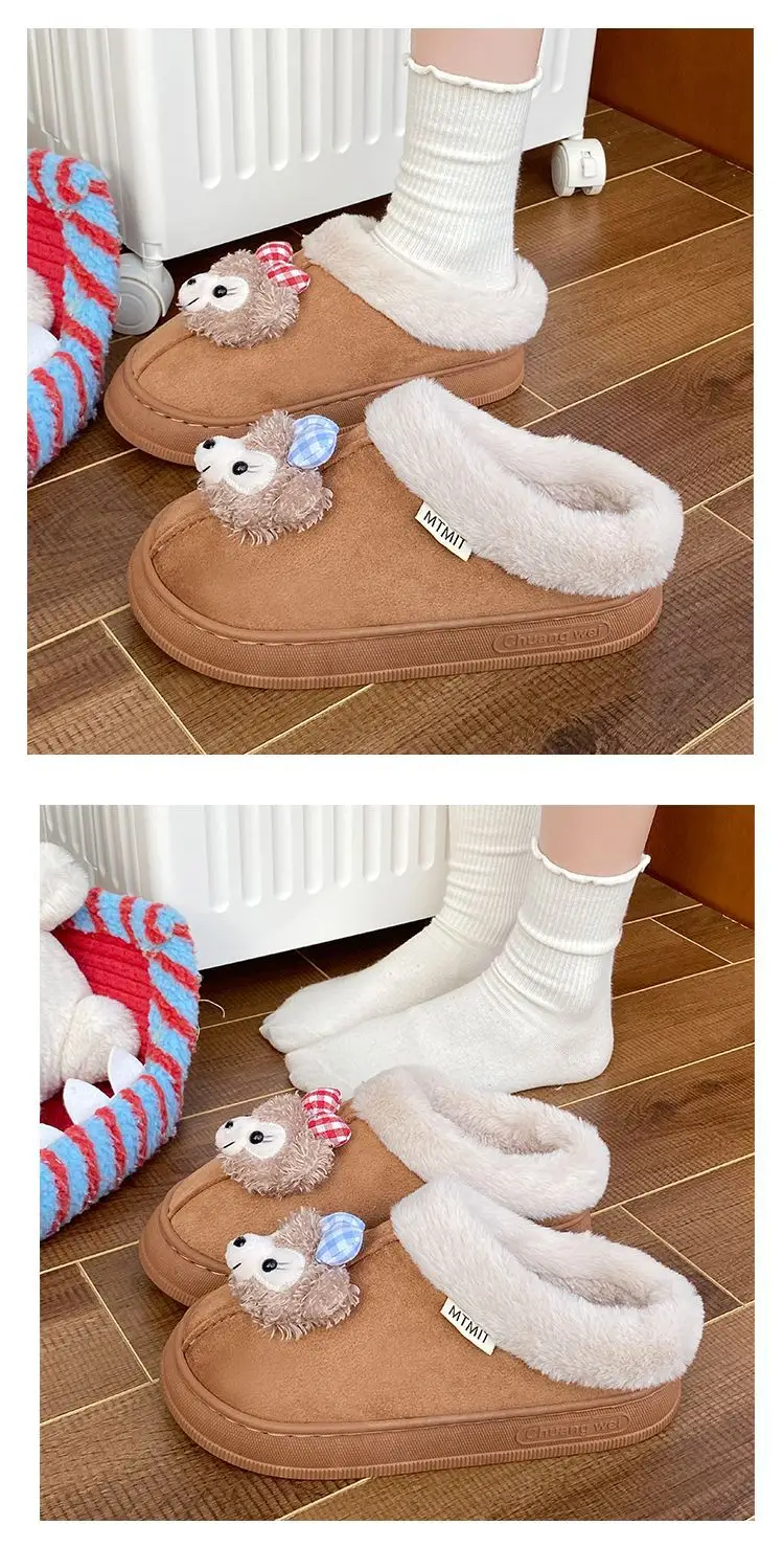 Women's Bear Fleece Slippers Winter Warm Cotton — feature 18