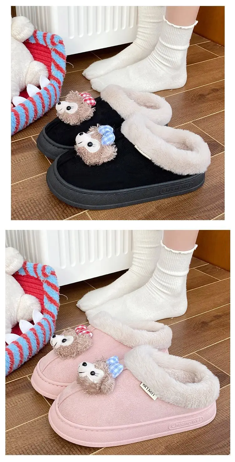 Women's Bear Fleece Slippers Winter Warm Cotton — feature 19