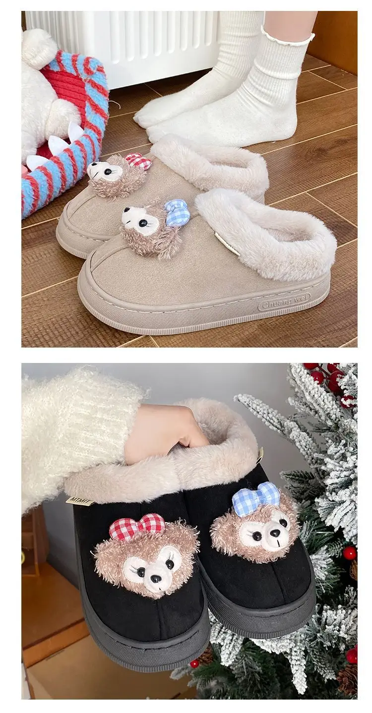 Women's Bear Fleece Slippers Winter Warm Cotton — feature 20