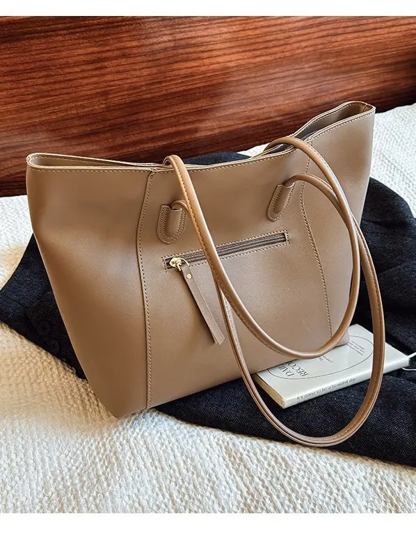Women Large Capacity Brown Tote Bag Shoulder Handbag
