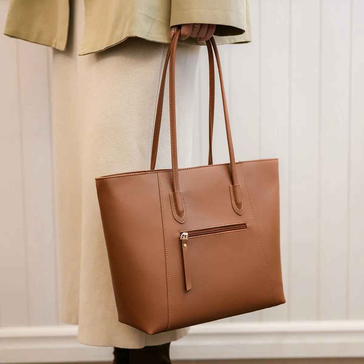 Women Large Capacity Brown Tote Bag Shoulder Handbag — feature 15