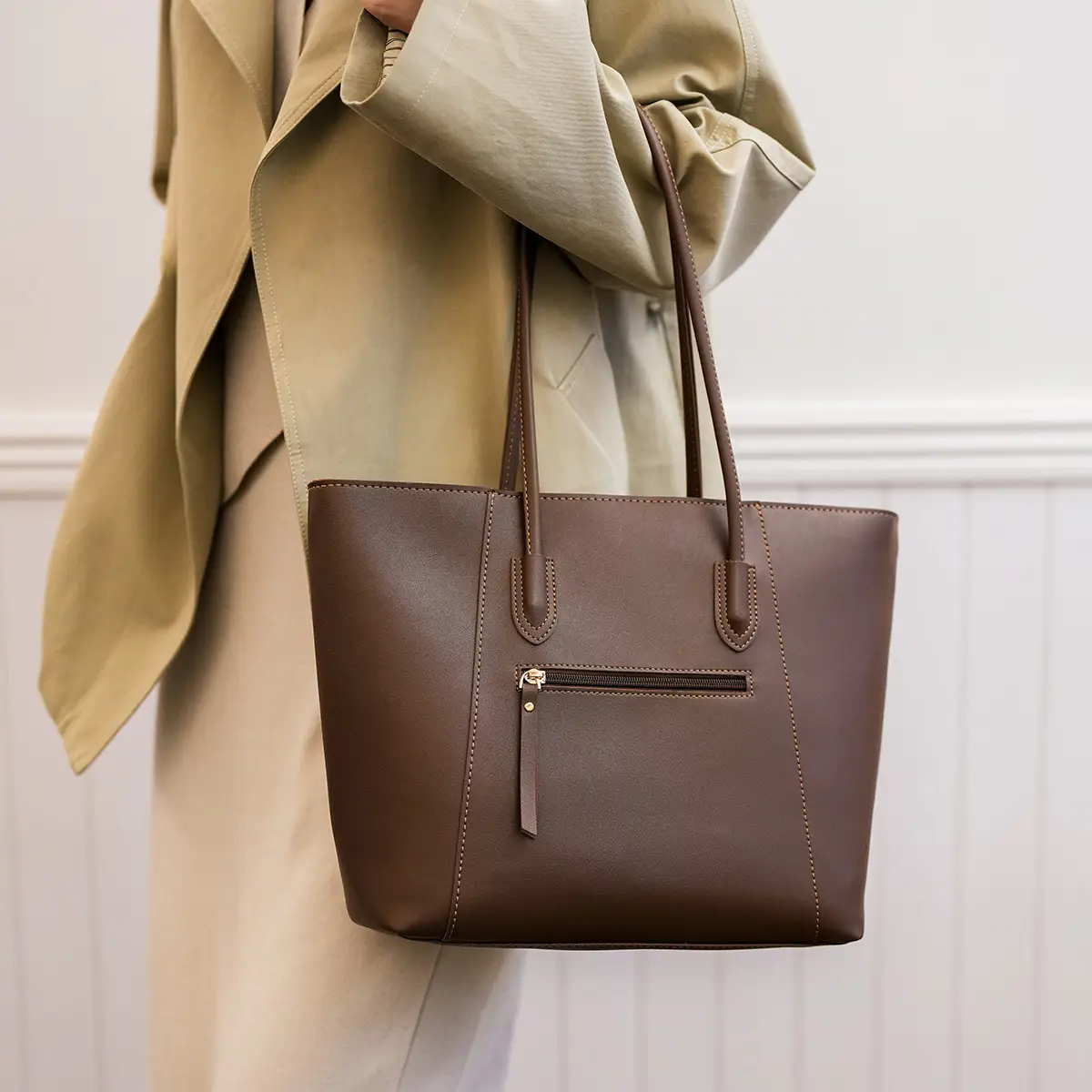 Women Large Capacity Brown Tote Bag Shoulder Handbag — feature 23