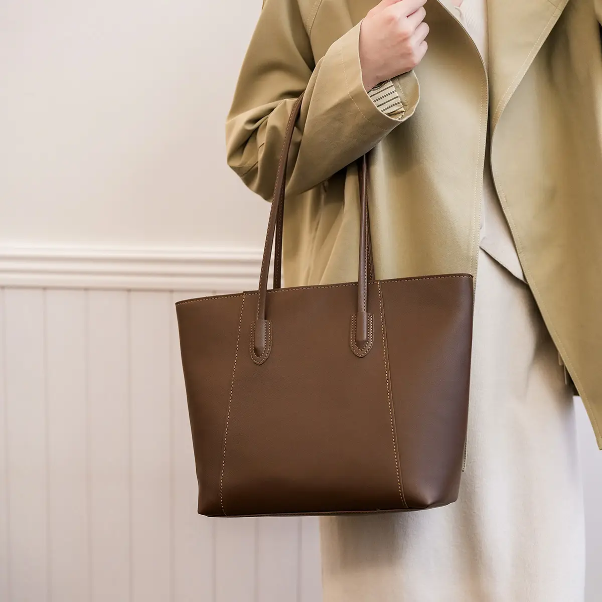 Women Large Capacity Brown Tote Bag Shoulder Handbag — feature 24
