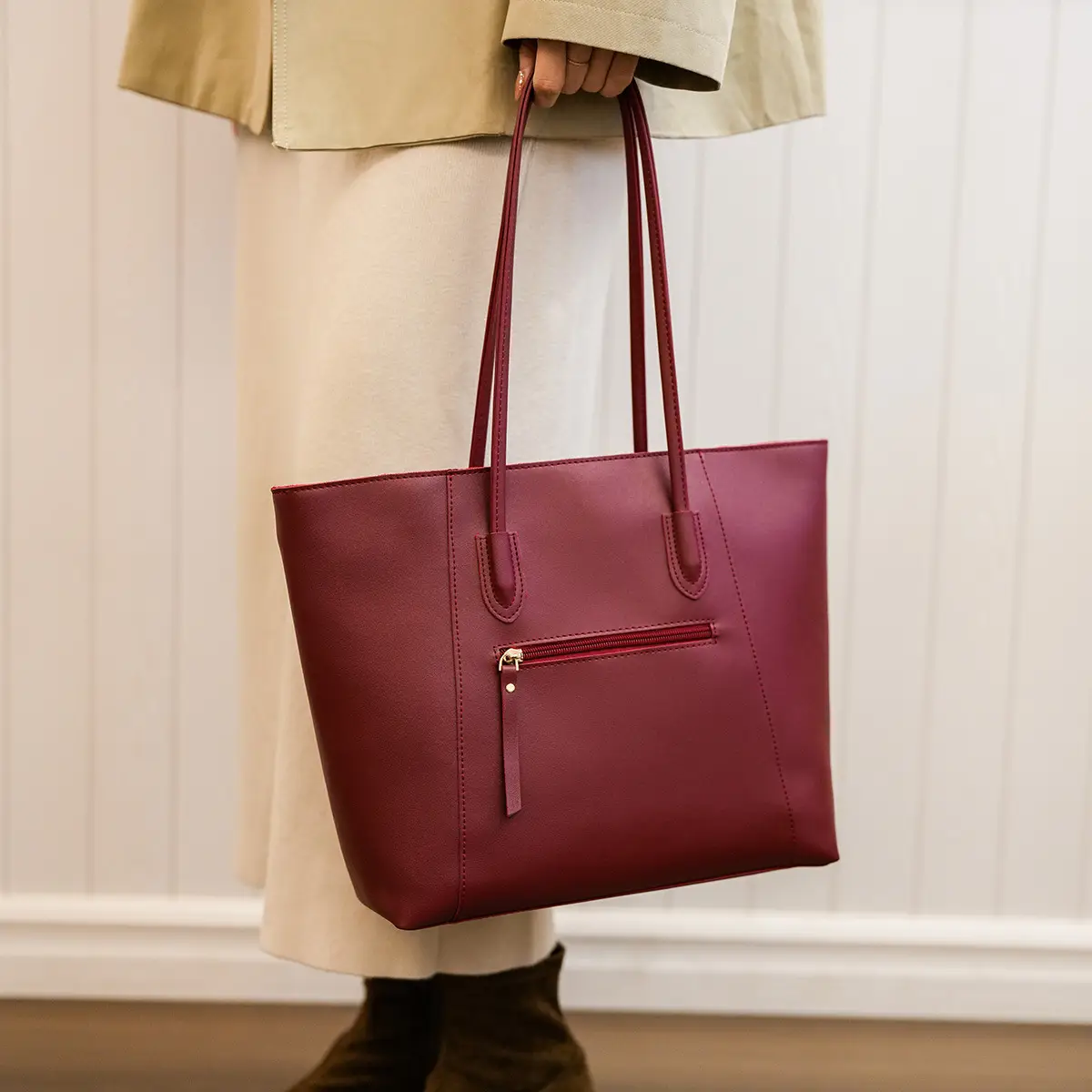 Women Large Capacity Brown Tote Bag Shoulder Handbag — feature 26