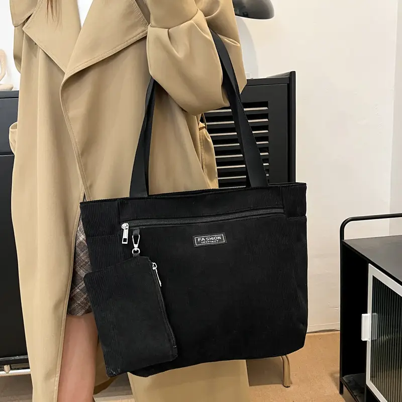 Women Cross-Border Tote Bag with Zippered Pocket - Image 4