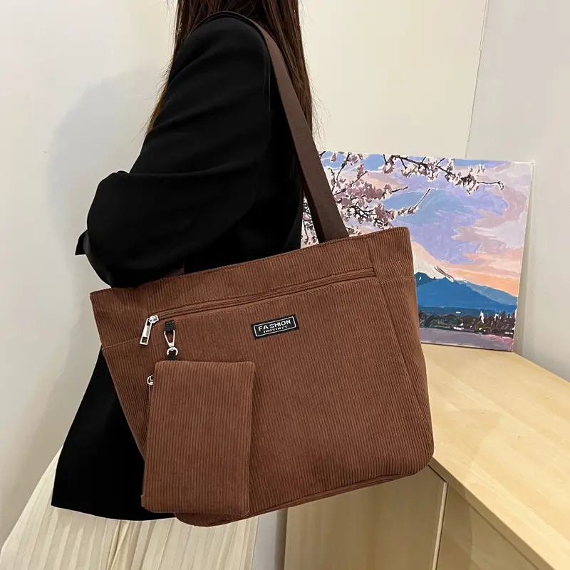 Women Cross-Border Tote Bag with Zippered Pocket - Image 5