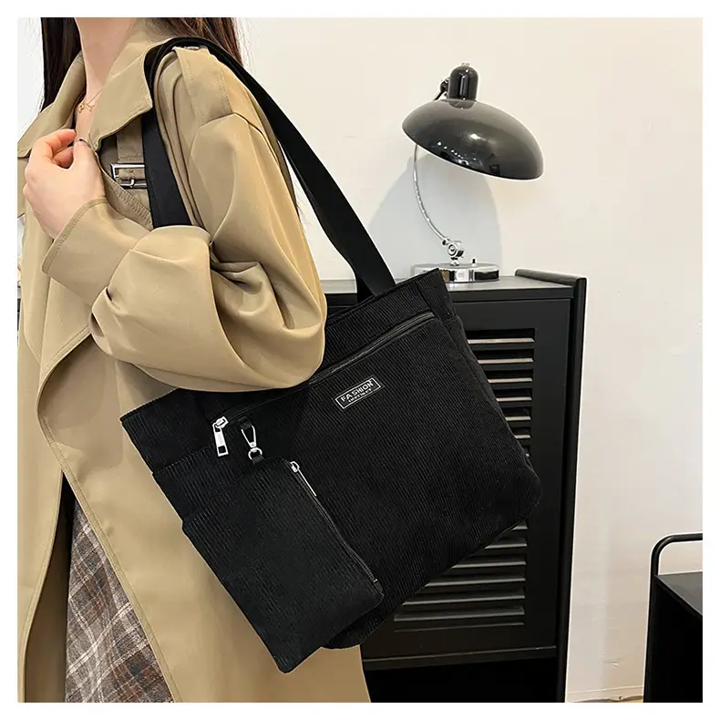 Women Cross-Border Tote Bag with Zippered Pocket — feature 14