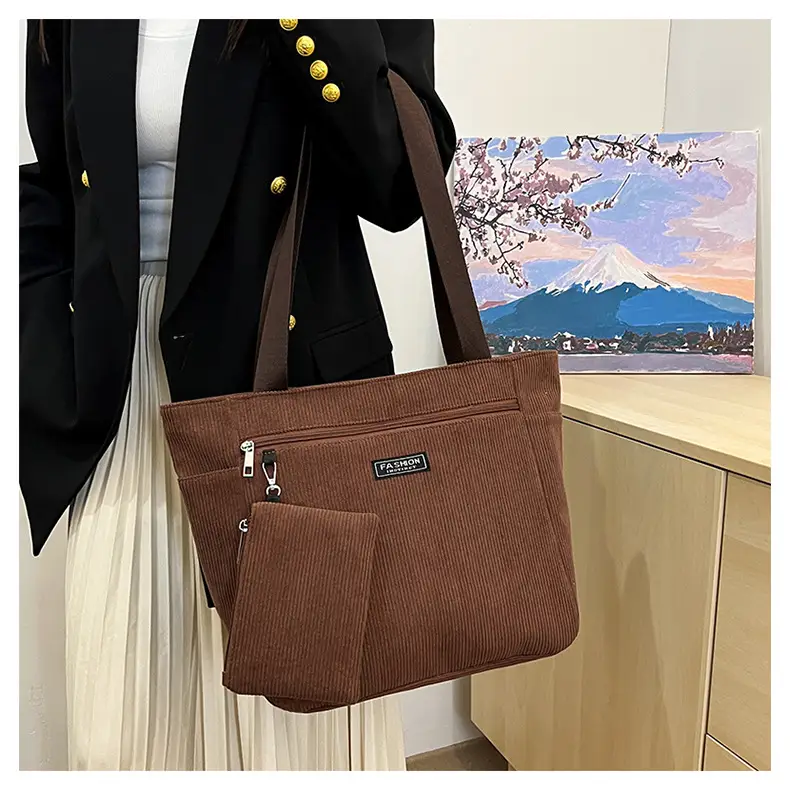 Women Cross-Border Tote Bag with Zippered Pocket — feature 25