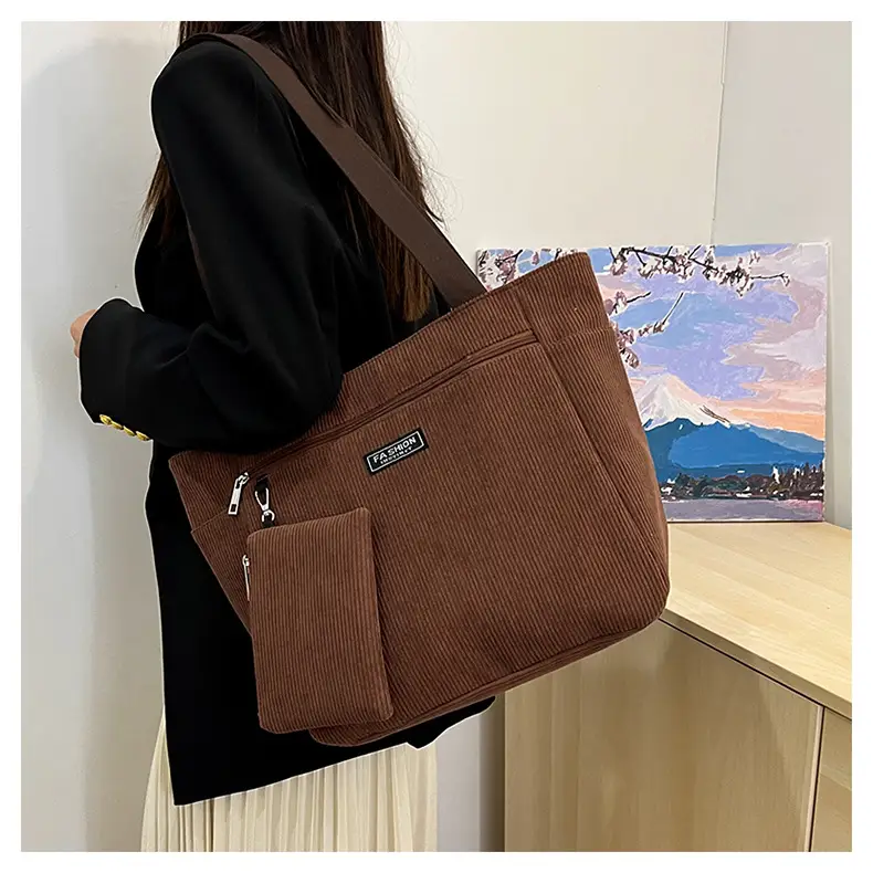 Women Cross-Border Tote Bag with Zippered Pocket — feature 26