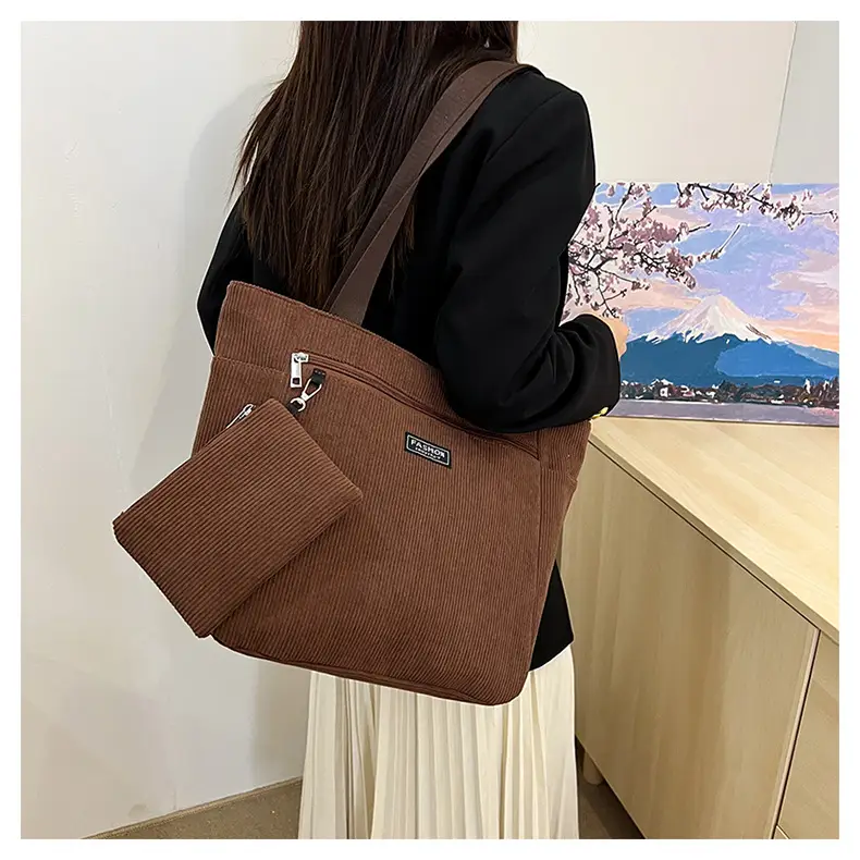 Women Cross-Border Tote Bag with Zippered Pocket — feature 28