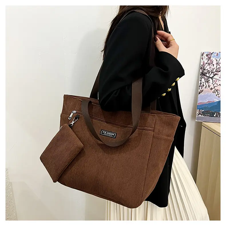 Women Cross-Border Tote Bag with Zippered Pocket — feature 29