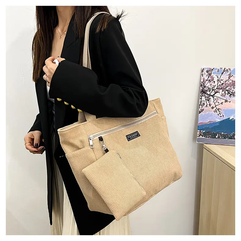 Women Cross-Border Tote Bag with Zippered Pocket — feature 33