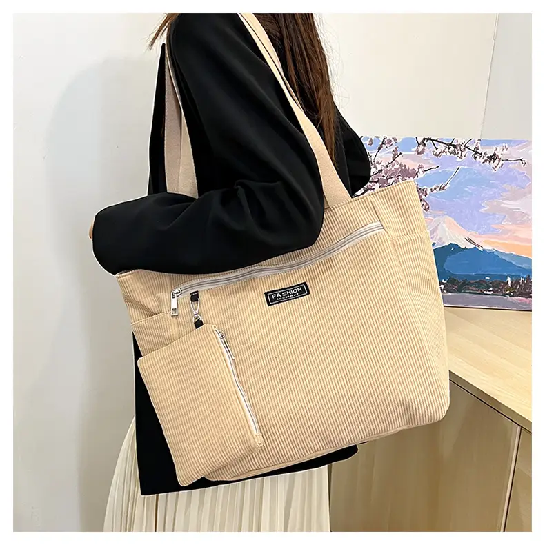 Women Cross-Border Tote Bag with Zippered Pocket — feature 34