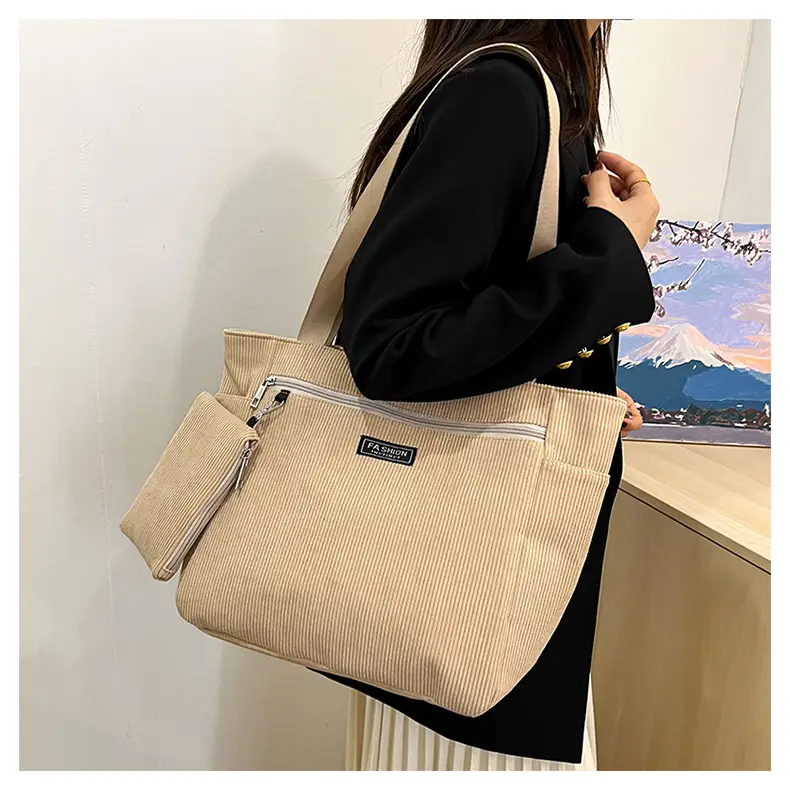 Women Cross-Border Tote Bag with Zippered Pocket — feature 35