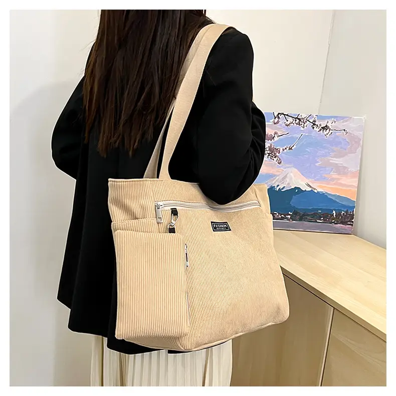 Women Cross-Border Tote Bag with Zippered Pocket — feature 36