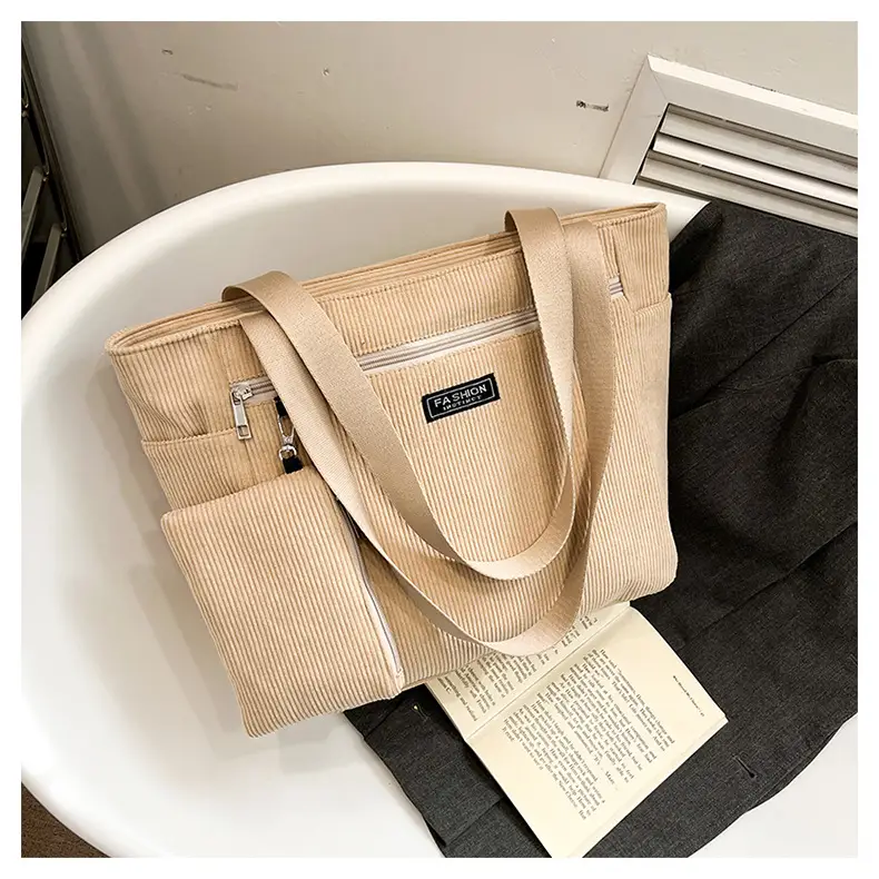 Women Cross-Border Tote Bag with Zippered Pocket — feature 39