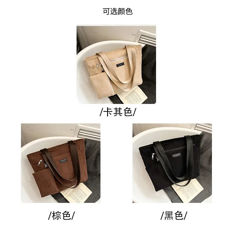 Women Cross-Border Tote Bag with Zippered Pocket — feature 4