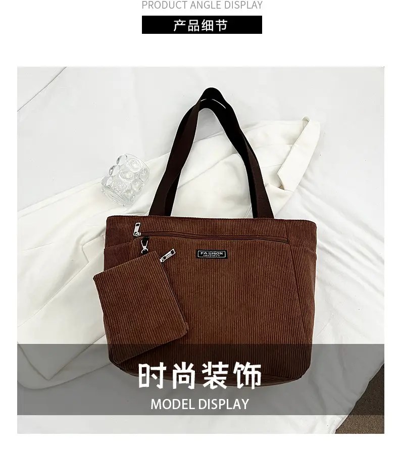 Women Cross-Border Tote Bag with Zippered Pocket — feature 5