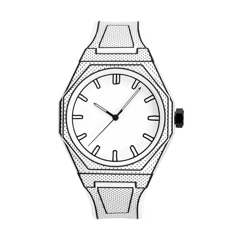 Men's Pebbled Quartz Watch Orange Strap Creative Watch - Image 2