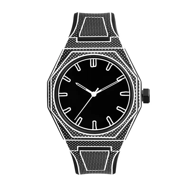Men's Pebbled Quartz Watch Orange Strap Creative Watch - Image 8