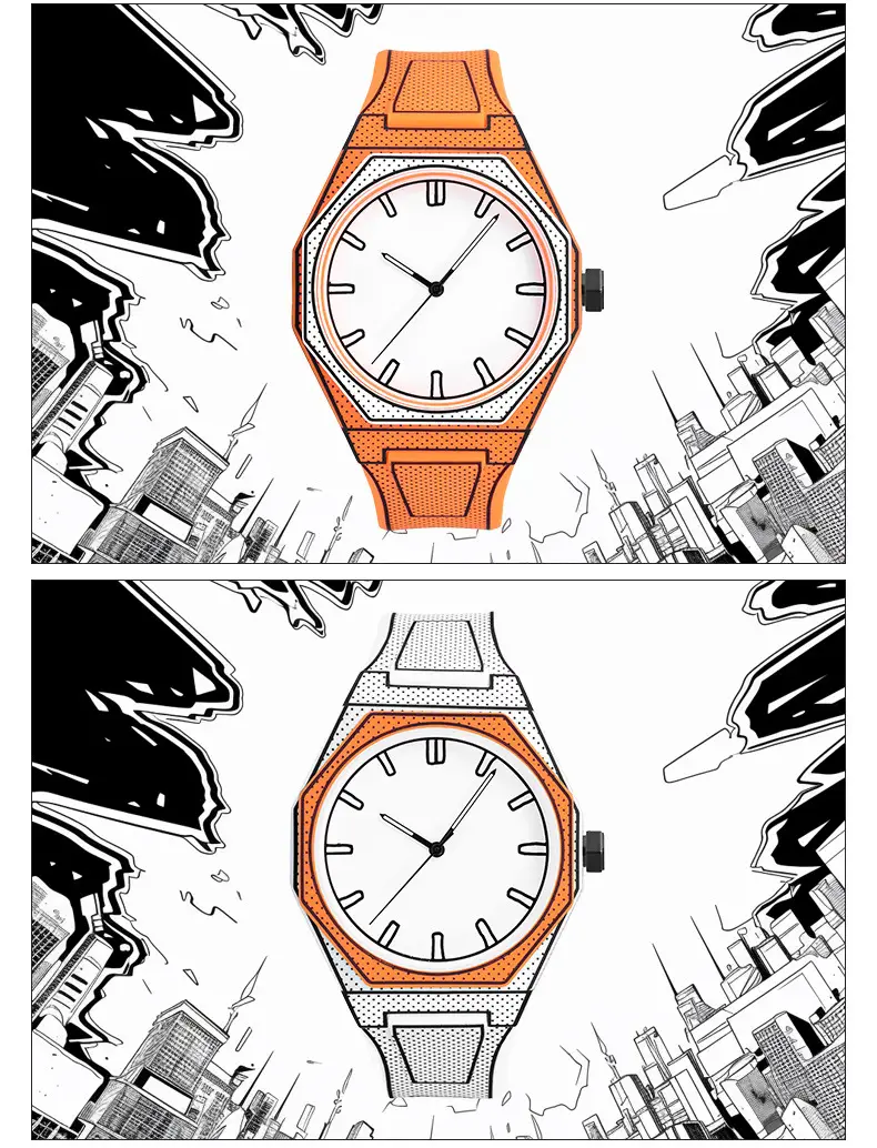 Men's Pebbled Quartz Watch Orange Strap Creative Watch — feature 9