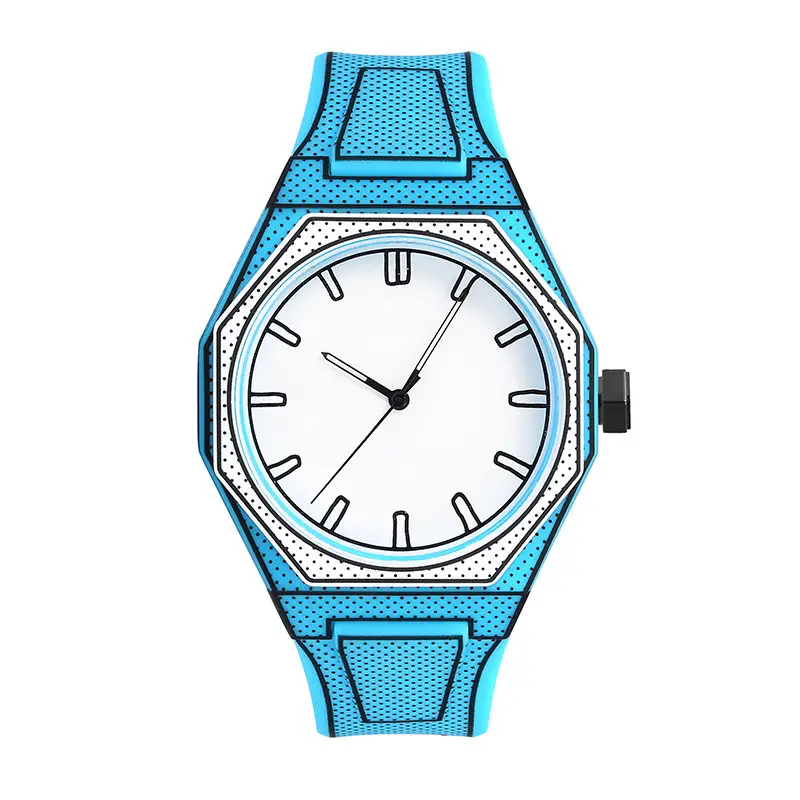 Men's Pebbled Quartz Watch Orange Strap Creative Watch - Image 4