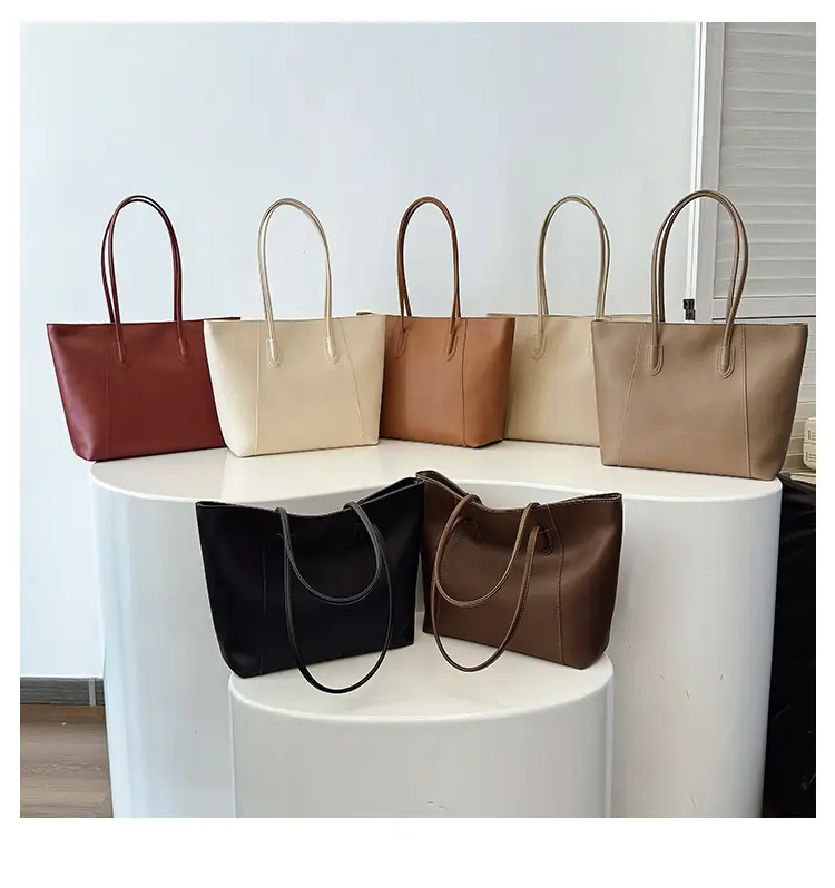 Women Large Tan Leather Tote Bag with Long Strap — feature 1