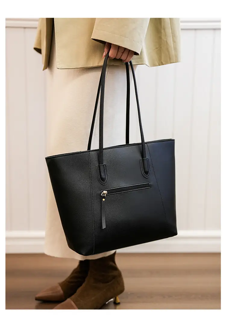 Women Large Tan Leather Tote Bag with Long Strap — feature 18