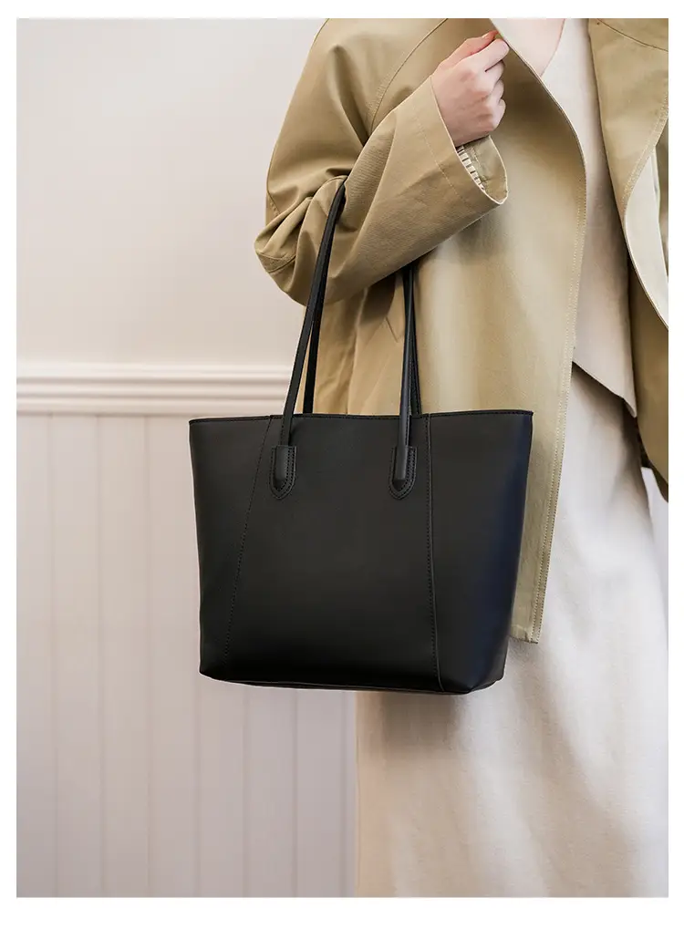 Women Large Tan Leather Tote Bag with Long Strap — feature 20