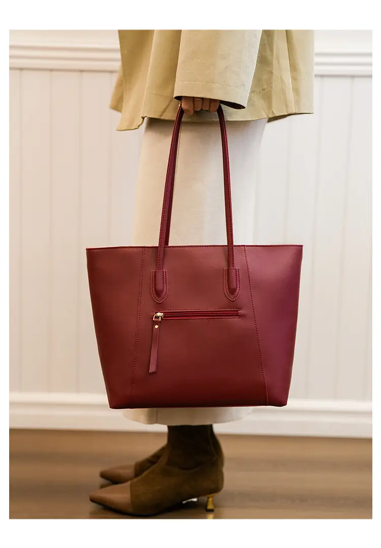 Women Large Tan Leather Tote Bag with Long Strap — feature 25
