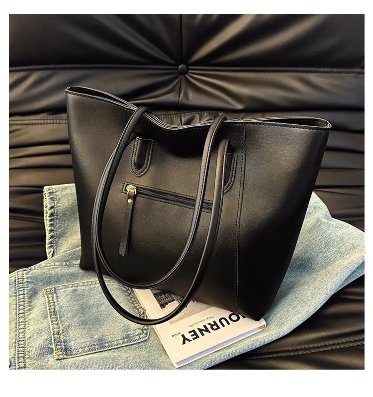 Women Large Tan Leather Tote Bag with Long Strap — feature 6