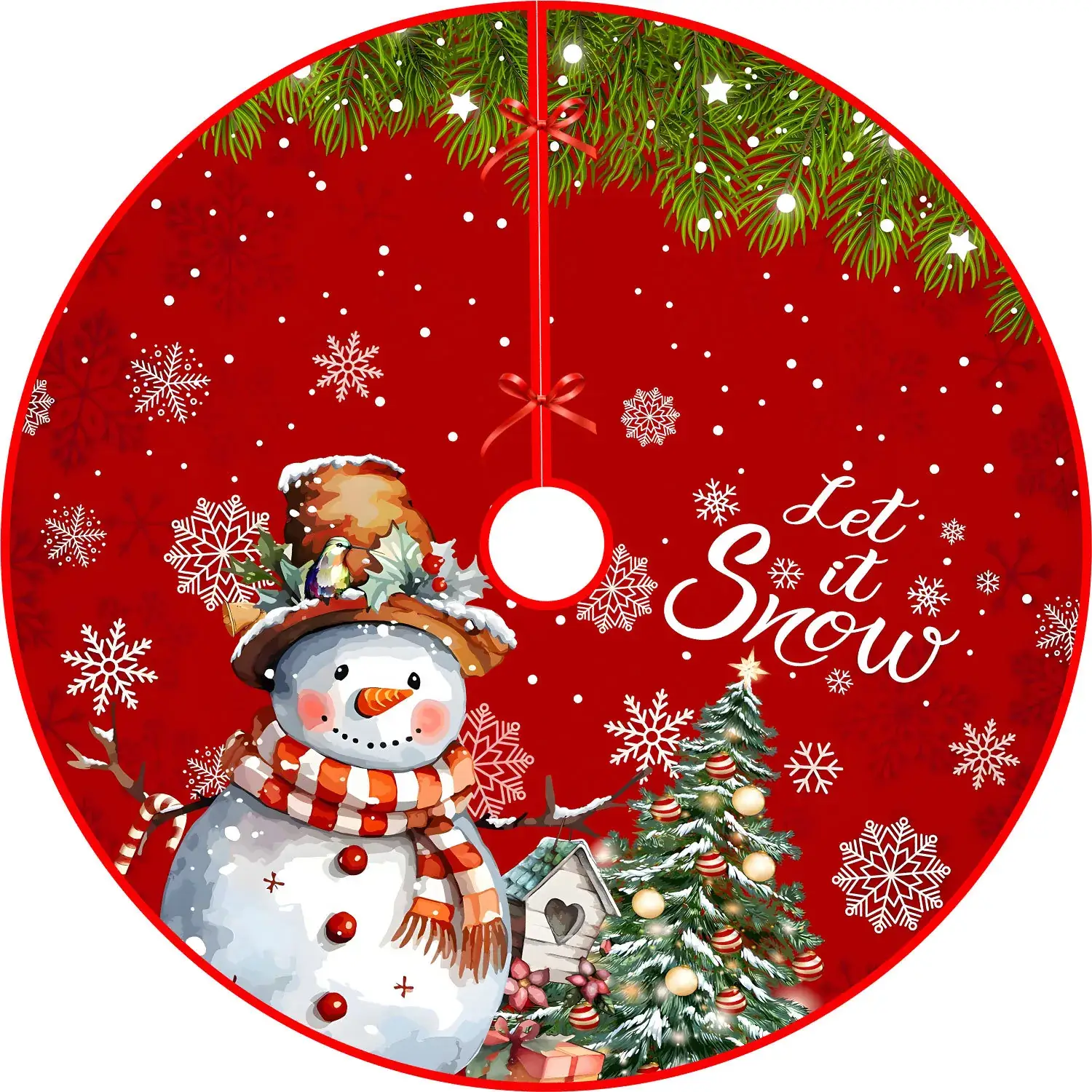 New Cross-Country Christmas Tree Skirts with Cartoon Print - Image 3