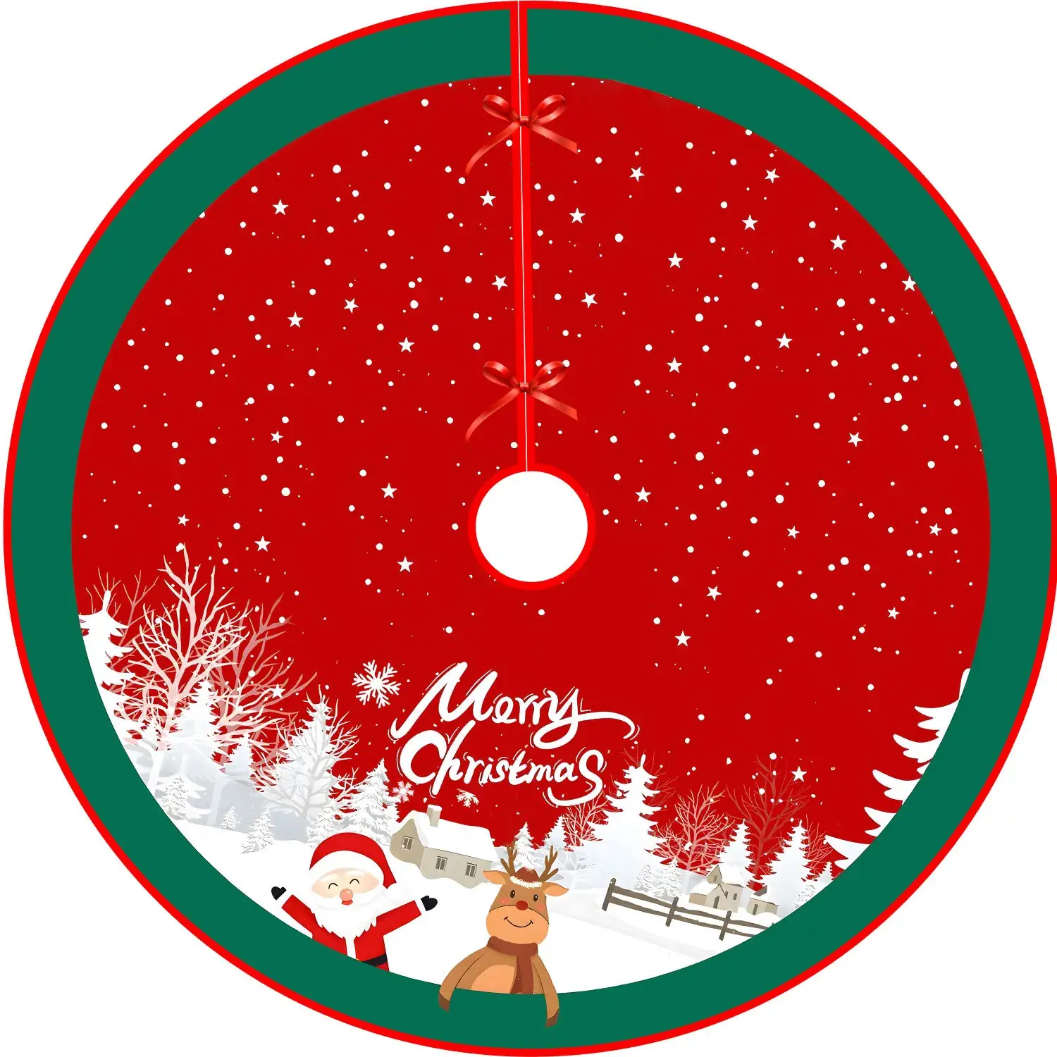 New Cross-Country Christmas Tree Skirts with Cartoon Print - Image 4