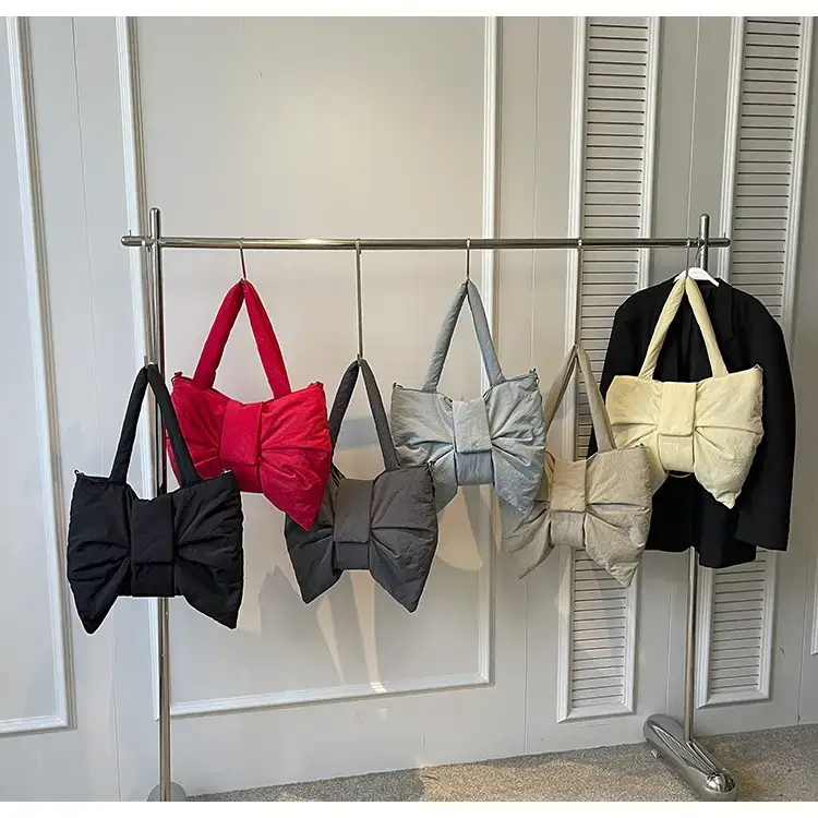 Red Bow Nylon Shoulder Bag 2024 New Style — feature 16