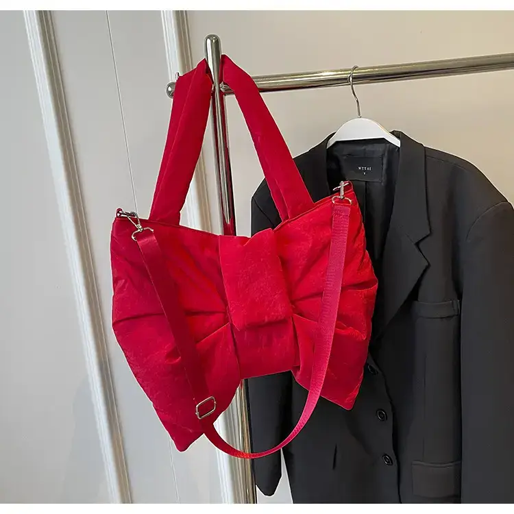 Red Bow Nylon Shoulder Bag 2024 New Style — feature 18