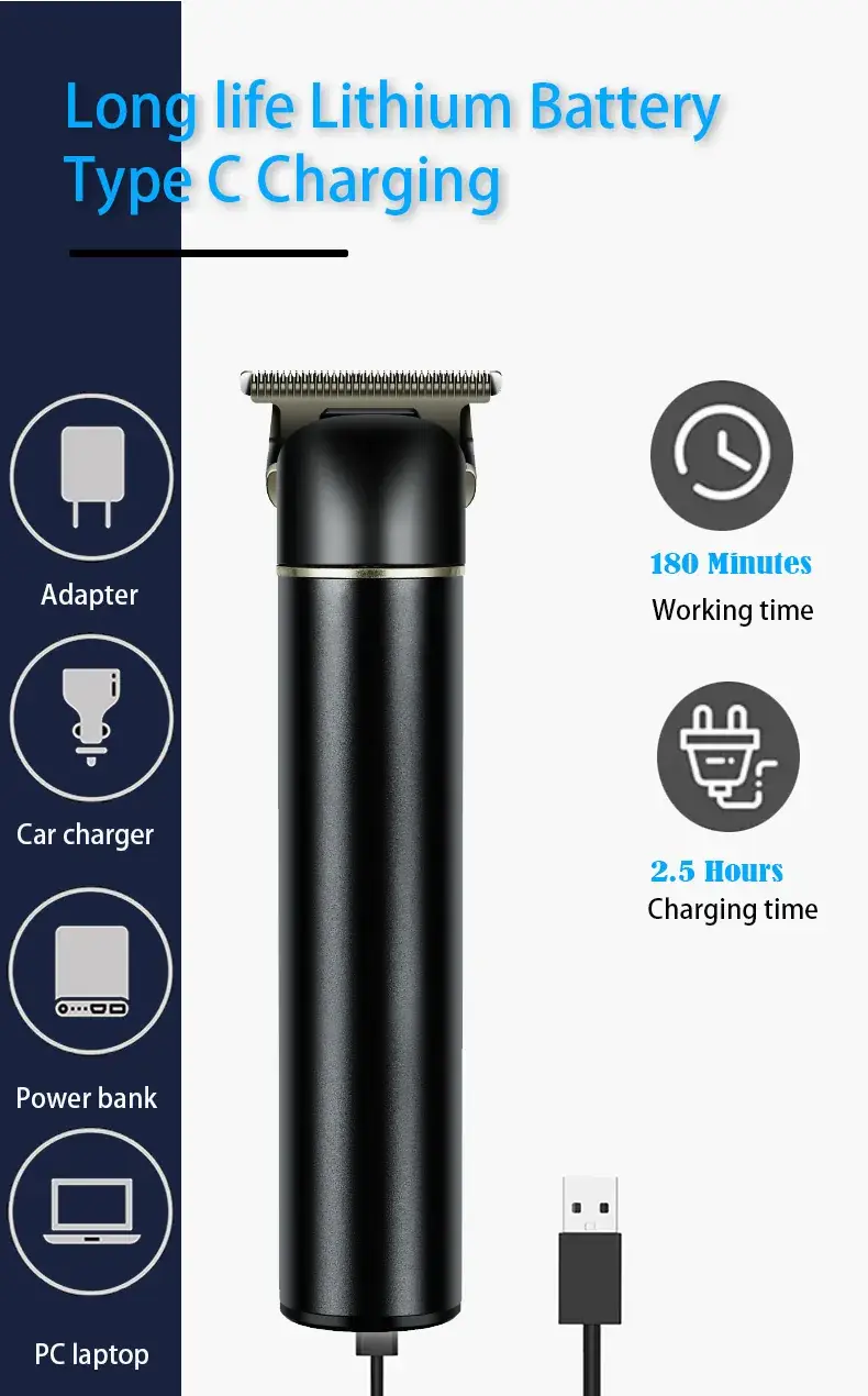 Rechargeable Metal Hair Clipper with Oil Head & Fast Charging — feature 8