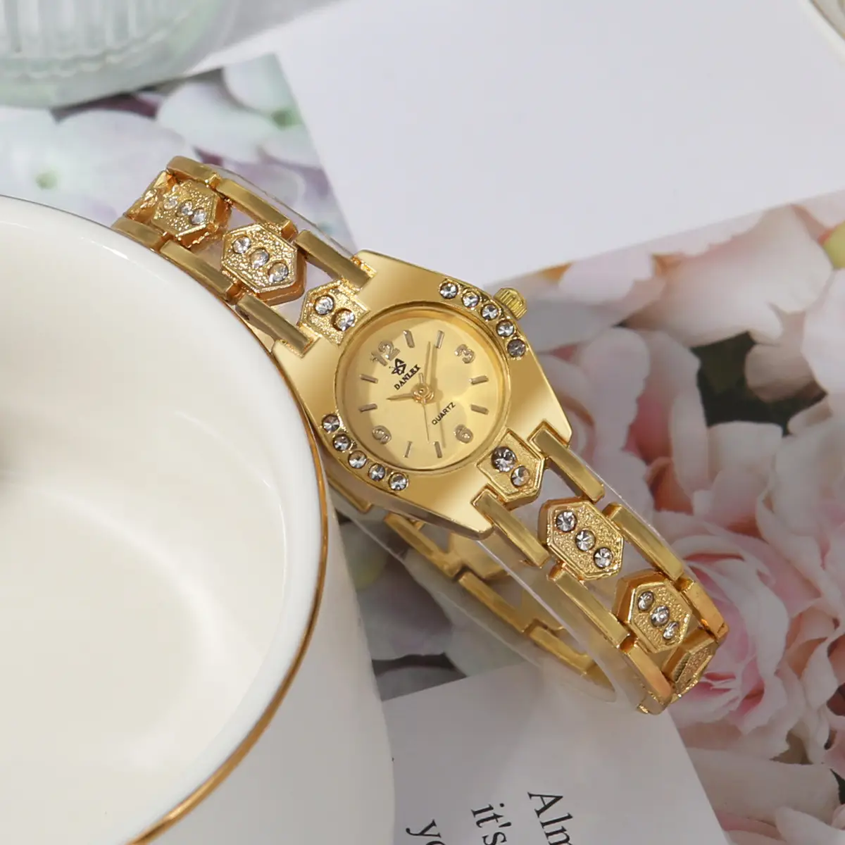 Gold Crystal Bracelet Watch Set for Women — feature 14