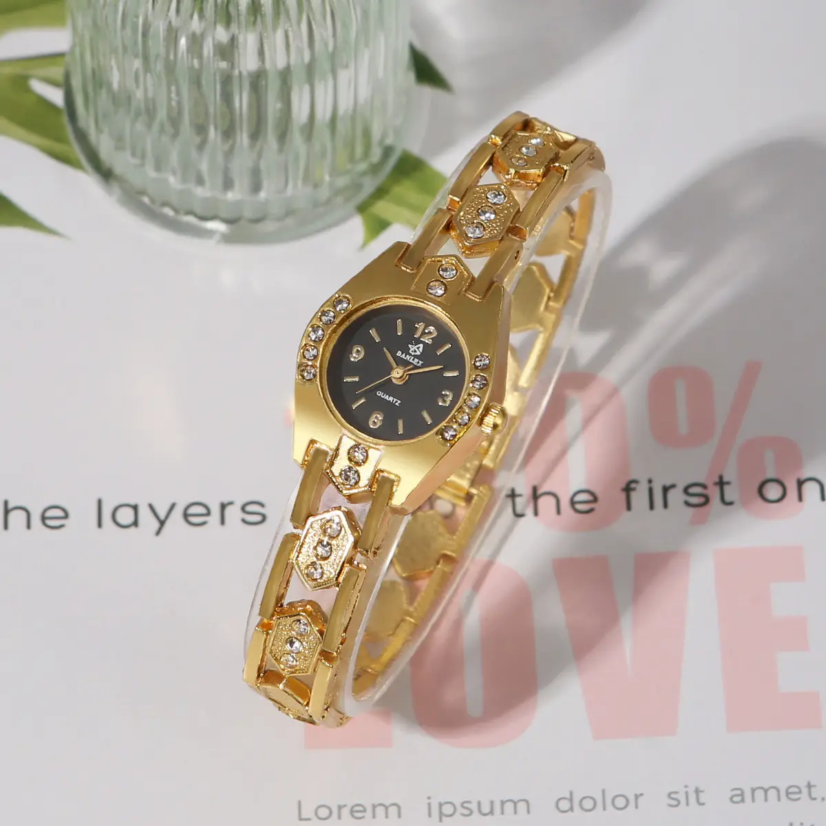 Gold Crystal Bracelet Watch Set for Women — feature 18