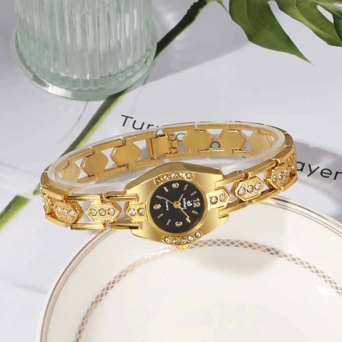 Gold Crystal Bracelet Watch Set for Women — feature 19
