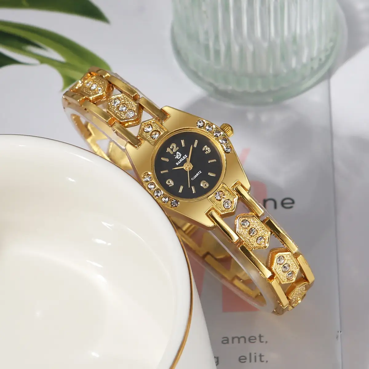 Gold Crystal Bracelet Watch Set for Women — feature 20