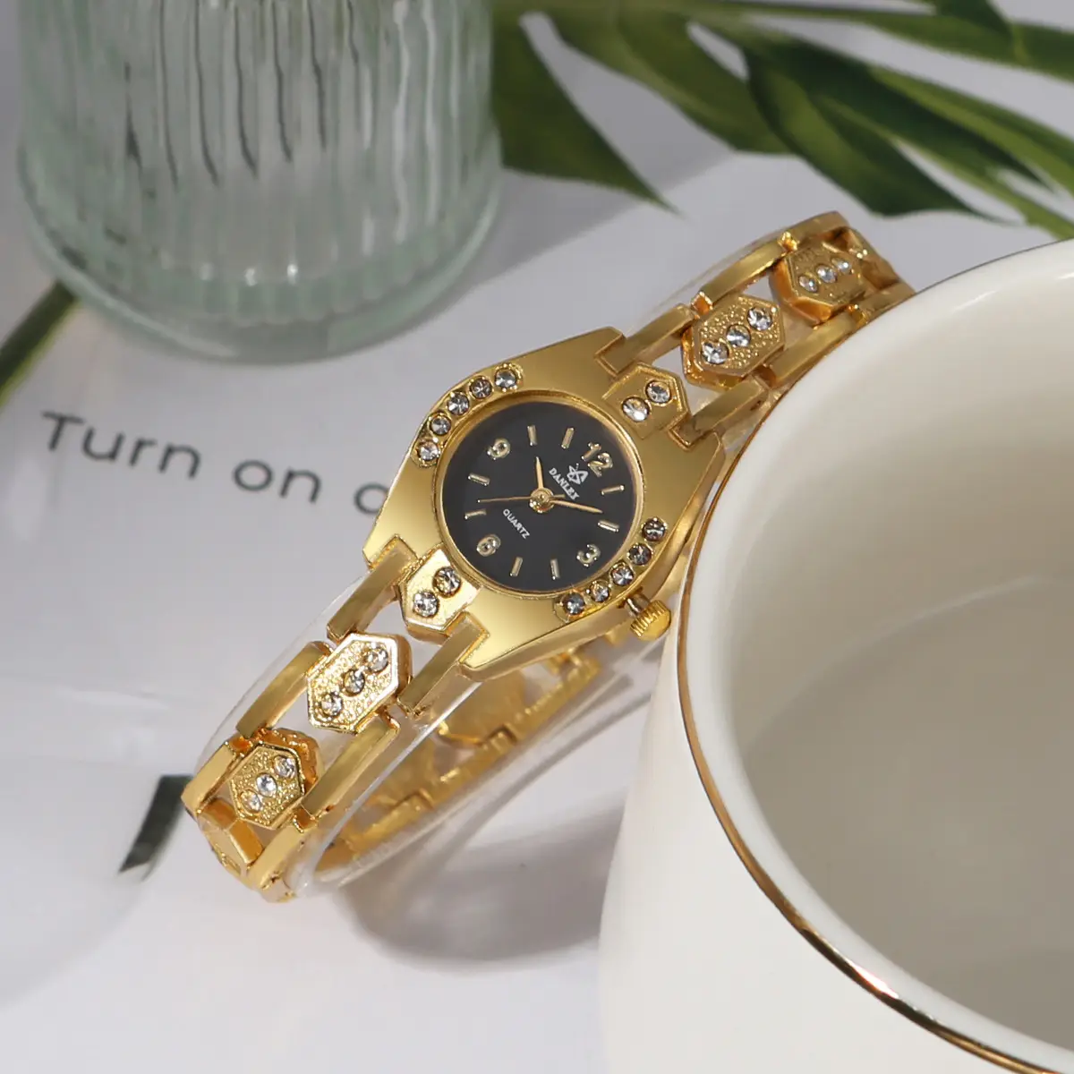 Gold Crystal Bracelet Watch Set for Women — feature 21